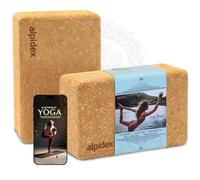 ALPIDEX Blocco di sughero set di 2 blocco Yoga incluso e-book con 100 esercizi ecologico e sostenibile sughero dal Portogallo, Taglia:2 pezzi - 23 x 14 x 7.5 cm