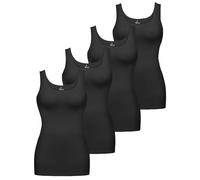 ALPIDEX Canotta Donna Set da 4 Top Basic Unito Cotone Stretch Canotta Intima Senza Maniche, Taglia:M, Colore:Nero
