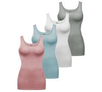ALPIDEX Canotta Donna Set da 4 Top Basic Unito Cotone Stretch Canotta Intima Senza Maniche, Taglia:XS, Colore:Sunrise