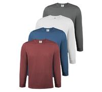 ALPIDEX Maglia Uomo Manica Lunga 100% Cotone Basic Tinta Unita Elasticizzato Maglia Intima Sottocamicia Girocollo, Taglia:XXXL, Colore:Fire