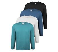 ALPIDEX Maglia Uomo Manica Lunga 100% Cotone Basic Tinta Unita Elasticizzato Maglia Intima Sottocamicia Girocollo, Taglia:XXL, Colore:Water