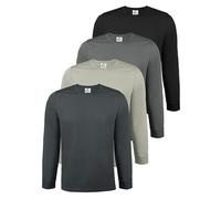 ALPIDEX Maglia Uomo Manica Lunga 100% Cotone Basic Tinta Unita Elasticizzato Maglia Intima Sottocamicia Girocollo, Taglia:5XL, Colore:Storm