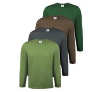 ALPIDEX Maglia Uomo Manica Lunga 100% Cotone Basic Tinta Unita Elasticizzato Maglia Intima Sottocamicia Girocollo, Taglia:S, Colore:Forest
