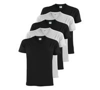 ALPIDEX Magliette Uomo 5XL Taglie Forti 5 Scollo V Cotone Basic Nero/Bianco