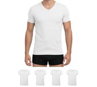 ALPIDEX Pacco da 4 Canotte da Uomo T Shirt Scollo a V 100% Cotone Magliette Intime Canottiere Maniche Corte Elasticizzata, Taglia:M, Colore:Bianco