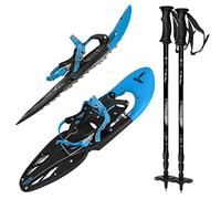 ALPIDEX Racchette Neve Ciaspole Alzatacco 38-46 Borsa Trasporto Bastoni Opzionali, Colore:Blue con Bastoncini