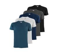 ALPIDEX T-Shirt Magliette da Uomo Confezione da 5 Girocollo 100% Cotone Manica Corta Basic Casual Tinta Unita S M L XL XXL 3XL 4XL 5XL, Taglia:5XL, Colore:Water