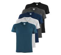 ALPIDEX T-Shirt Magliette da Uomo Confezione da 5 Scollo a V Shirt 100% Cotone Manica Corta Basic Casual Tinta Unita S M L XL XXL 3XL 4XL 5XL, Taglia:5XL, Colore:Water