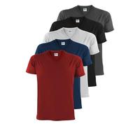 ALPIDEX T-Shirt Magliette da Uomo Confezione da 5 Scollo a V Shirt 100% Cotone Manica Corta Basic Casual Tinta Unita S M L XL XXL 3XL 4XL 5XL, Taglia:5XL, Colore:Fire