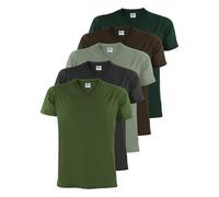 ALPIDEX T-Shirt Magliette da Uomo Confezione da 5 Scollo a V Shirt Cotone Manica Corta Basic Casual Tinta Unita S M L XL XXL 3XL 4XL 5XL, Taglia:S, Colore:Forest