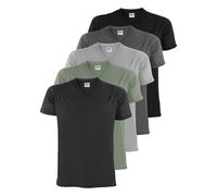 ALPIDEX T-Shirt Magliette da Uomo Confezione da 5 Scollo a V Shirt Cotone Manica Corta Basic Casual Tinta Unita S M L XL XXL 3XL 4XL 5XL, Taglia:XXXL, Colore:Storm