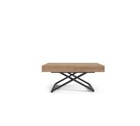 AlpiMeble Tavolino Sena U allungabile regolabile in altezza, tavolo allungabile da 120 cm a 200 cm, tavolo da soggiorno colore: Truffle Brown, con gambe in metallo di colore nero