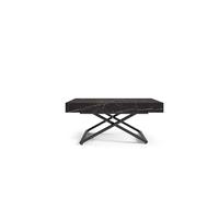 AlpiMeble Tavolino Sena U allungabile regolabile in altezza, tavolo allungabile da 120 cm a 200 cm, tavolo da soggiorno colore: Black Pietra, con gambe in metallo di colore nero