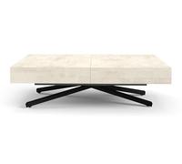 AlpiMeble Tavolino Sena X allungabile regolabile in altezza, tavolo allungabile da 120 cm a 200 cm, tavolo da soggiorno colore: Bianco Chromix, con gambe in metallo di colore nero