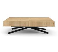 AlpiMeble Tavolino Sena X allungabile regolabile in altezza, tavolo allungabile da 120 cm a 200 cm, tavolo da soggiorno colore: Natural Halifax, con gambe in metallo di colore nero