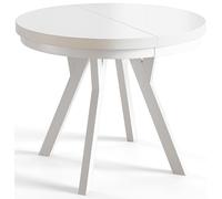 AlpiMeble Tavolo da Pranzo Rotondo Allungabile, 100-200 cm, Bianco