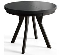 AlpiMeble Tavolo da Pranzo Rotondo Allungabile EVO - Tavolo Sala da Pranzo Allungabile - Piano in laminato da 36 mm - Gambe in Faggio - Diametro da 100 cm a 200 cm Nero