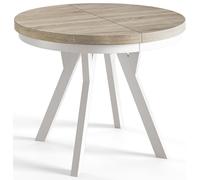 AlpiMeble Tavolo da Pranzo Rotondo Allungabile EVO - Tavolo Sala da Pranzo Allungabile - Piano in laminato da 36 mm - Gambe in Faggio - Diametro da 100 cm a 200 cm Sonoma