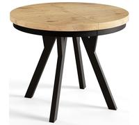 AlpiMeble Tavolo da Pranzo Rotondo Allungabile EVO - Tavolo Sala da Pranzo Allungabile - Piano in laminato da 36 mm - Gambe in Faggio - Diametro da 100 cm a 200 cm Lancelot