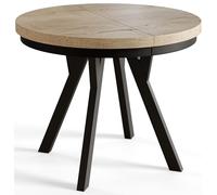 AlpiMeble Tavolo da Pranzo Rotondo Allungabile EVO - Tavolo Sala da Pranzo Allungabile - Piano in laminato da 36 mm - Gambe in Faggio - Diametro da 80 cm a 130 cm Halifax