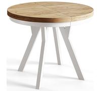 AlpiMeble Tavolo da Pranzo Rotondo Allungabile EVO - Tavolo Sala da Pranzo Allungabile - Piano in laminato da 36 mm - Gambe in Faggio - Diametro da 80 cm a 130 cm Craft