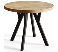 AlpiMeble Tavolo da Pranzo Tavolo Rotondo Allungabile - Tavolo Sala da Pranzo Allungabile e Cucina - Piano in laminato da 36 mm - Gambe Solide - Diametro da 80 cm - Craft - Collezione Ovo