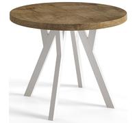 AlpiMeble Tavolo pieghevole rotondo OVO - tavolo rotondo per sala pranzo per soggiorno - piano laminato 36 mm - gambe in legno di faggio - moderno per sala 90 cm a 190 cm Lefkas