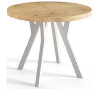 AlpiMeble Tavolo pieghevole rotondo OVO - tavolo rotondo per sala pranzo per soggiorno - piano laminato 36 mm - gambe in legno di faggio - moderno per sala 100 cm a 200 cm Lancelot