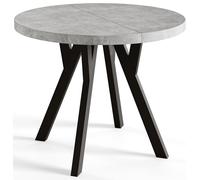 AlpiMeble Tavolo pieghevole rotondo OVO - tavolo rotondo per sala pranzo per soggiorno - piano laminato 36 mm - gambe in legno di faggio - moderno per sala 120 cm a 220 cm At