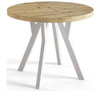 AlpiMeble Tavolo pieghevole rotondo OVO - tavolo rotondo per sala pranzo per soggiorno - piano laminato 36 mm - gambe in legno di faggio - moderno per sala 90 cm a 190 cm Artisan