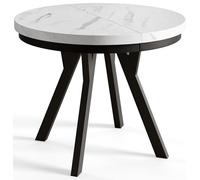 AlpiMeble Tavolo Rotondo Allungabile EVO - Tavolo da Pranzo Allungabile - Piano in laminato da 36 mm - Gambe in Faggio - Diametro da 90 cm a 190 cm Marmur