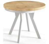 AlpiMeble Tavolo Rotondo Allungabile EVO - Tavolo da Pranzo Allungabile - Piano in laminato da 36 mm - Gambe in Faggio - Diametro da 90 cm a 190 cm Lancelot