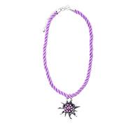 Alpin-Trachten - Collana tradizionale con ciondolo a forma di stella alpina con strass e cordoncino in raso 927 Lilla Taglia unica