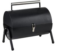 alpina Barbecue da tavolo a carbonella - Barbecue da tavolo con piastra e coperchio - Barbecue compatto con piastra grill - Barbecue da tavolo portatile - Ideale per esterni - Nero