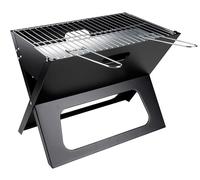 alpina Barbecue da tavolo a carbonella - Barbecue da tavolo con piastra e coperchio - Barbecue compatto con piastra grill - Barbecue da tavolo portatile - Ideale per esterni - Argento