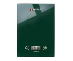 alpina Bilancia da cucina digitale - Carrello da cucina in g, lb, oz e ml - Precisione Wage con funzione tara - Accessori da cucina - 22 x 15,5 cm - Verde