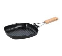 ALPINA - Bistecchiera Antiaderente Piastra Griglia Con Manico Pieghevole In Legno 24x24cm