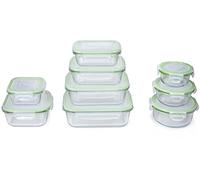 ALPINA Contenitori salvafreschezza con coperchio, in vetro, 12 pezzi, adatti per microonde, congelatore, lavabile in lavastoviglie, 9 misure