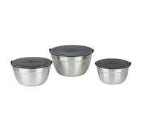 alpina Cul de Poule INOX 3 pezzi - Ciotola in acciaio inox con coperchio, ciotola per mescolare cucina - Insalatiere per insalate - Culo di gallina con coperchio