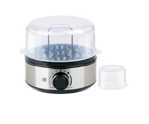 alpina Cuoci Uova 400W - Cuociuova Elettrico per 7 Uova - Cuoci Uova Elettrico con Timer e Bicchiere con Foratore - Vassoio Rimovibile - Acciaio Inox - Argento