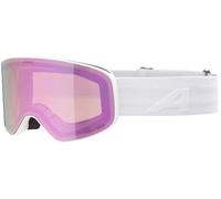 ALPINA FERNIE Q-LITE - Maschera da sci specchiata per bambini, lenti OTG contrastanti e polarizzate, ideale per chi porta gli occhiali, protezione UV 100%, white matt