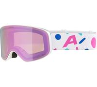 ALPINA FERNIE Q-LITE - Maschera da sci specchiata per bambini, lenti OTG contrastanti e polarizzate, ideale per chi porta gli occhiali, protezione UV 100%, white-confetti matt