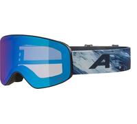 ALPINA FERNIE Q-LITE - Maschera da sci specchiata per bambini, lenti OTG contrastanti e polarizzate, ideale per chi porta gli occhiali, protezione UV 100%, black-blue matt