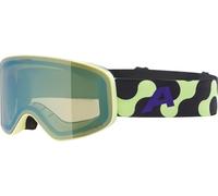 ALPINA FERNIE Q-LITE - Maschera da sci specchiata per bambini, lenti OTG contrastanti e polarizzate, ideale per chi porta gli occhiali, protezione UV 100%, lime matt