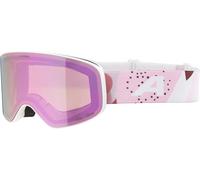 ALPINA FERNIE Q-LITE - Maschera da sci specchiata per bambini, lenti OTG contrastanti e polarizzate, ideale per chi porta gli occhiali, protezione UV 100%, white-rose matt