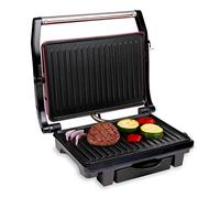 alpina Griglia a contatto - Optigrill 230 V/1000 W - Panini Grill - Multigrill per verdure, pane e carne - Griglia da tavolo con rivestimento antiaderente - Vassoio antigoccia - Nero/Rosso