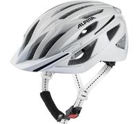 ALPINA HAGA, casco da bici bianco lucido, 55-59 cm, per uomo e donna, elevato livello di sicurezza e comfort con Ergo Flex e luce integrata
