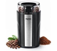 alpina Macinacaffè elettrico, 200 W, macinacaffè per 7 g di chicchi di caffè, con lame in acciaio inossidabile e serratura di sicurezza, colore: nero
