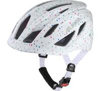 ALPINA PICO FLASH, bianco pois lucidi, 50-55 cm, casco da bicicletta sicuro per bambini con luce integrata
