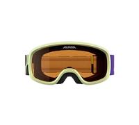 ALPINA PINEY 2.0 - Maschera da sci anti-appannamento, estremamente robusta e infrangibile, protezione UV 100% per bambini, black-lime matt